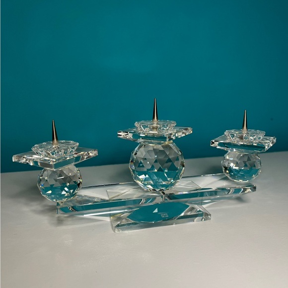 Swarovski Crystal 7600 NR115 3-Light Candle Holder Decorative Candles Retired - Picture 2 of 13